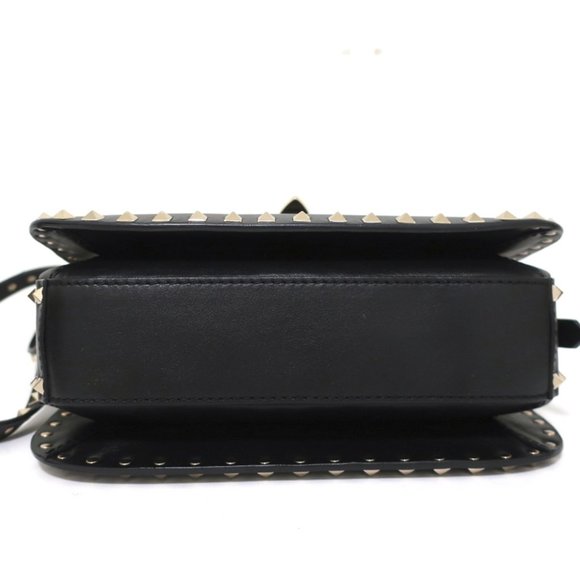 VALENTINO ROCKSTUD FLAP SHOULDER BAG BLACK LEATHER - Picture 7 of 12